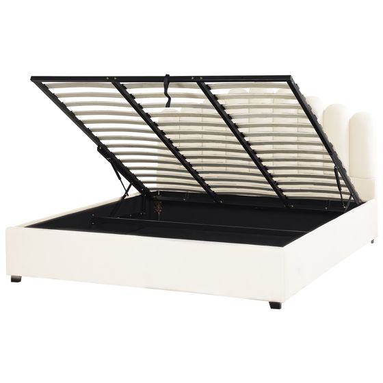 Säng med förvaring VINCENNES Sammet Off-White 180 x 200 cm