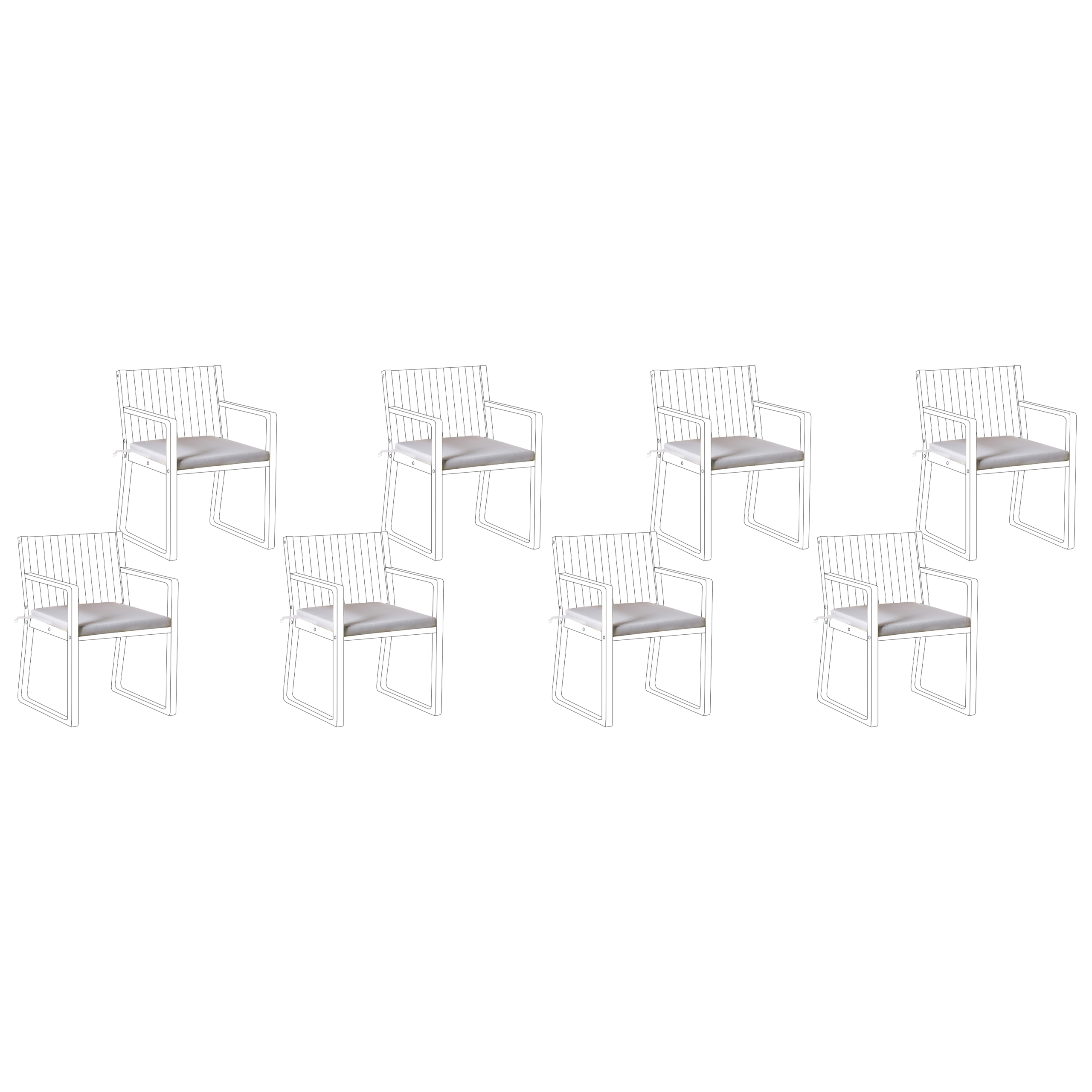 Set med 8 dynor för trädgårdsstol SASSARI PREMIUM 46 x 46 cm Ljusgrå