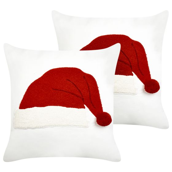 Set med 2 prydnadskuddar PRETZEL 45 x 45 cm Bomull Vit Julmotiv