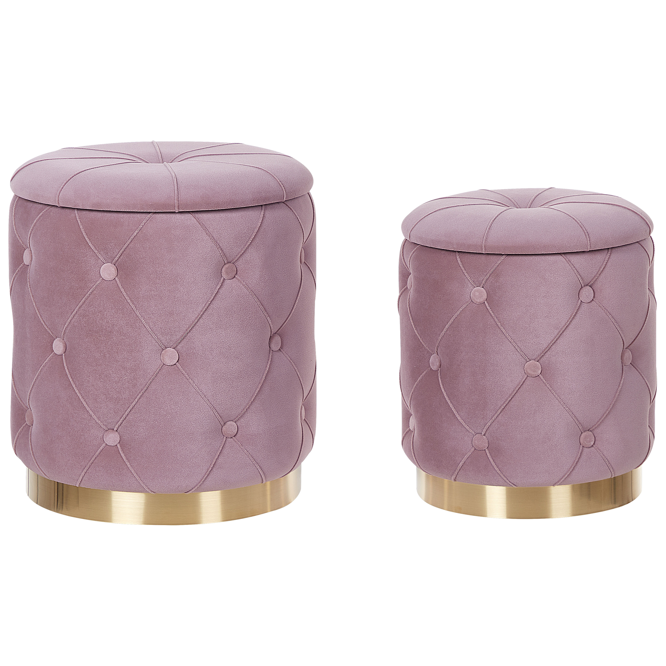 Set med 2 förvaringspuffar PUEBLO Sammet Rosa