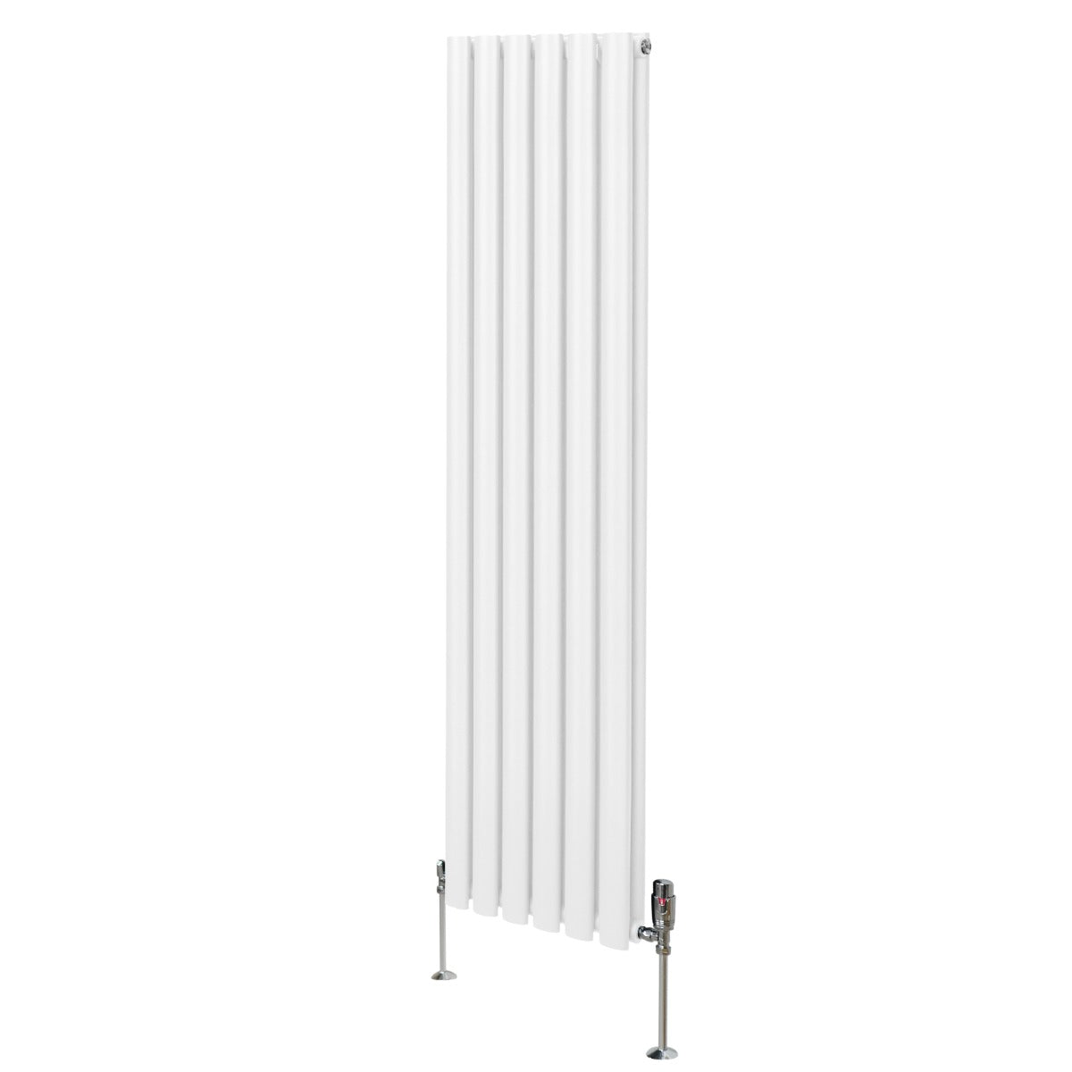 Oval kolumnradiator och ventiler - 1600 mm x 360 mm - Vit