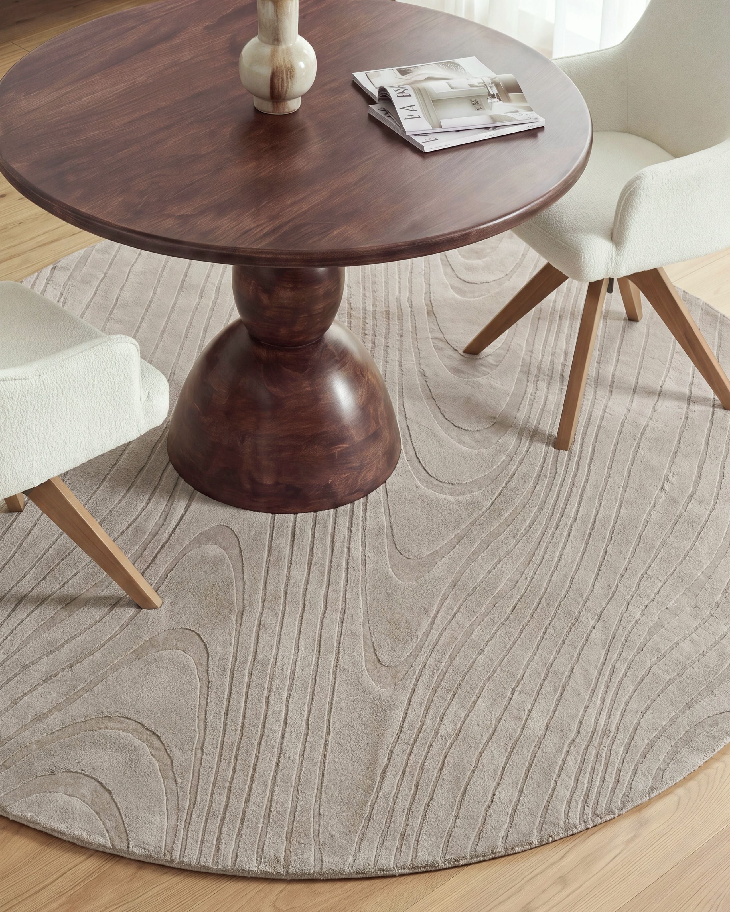 Fuskpälsmatta ONTAKE Beige ø 160 cm
