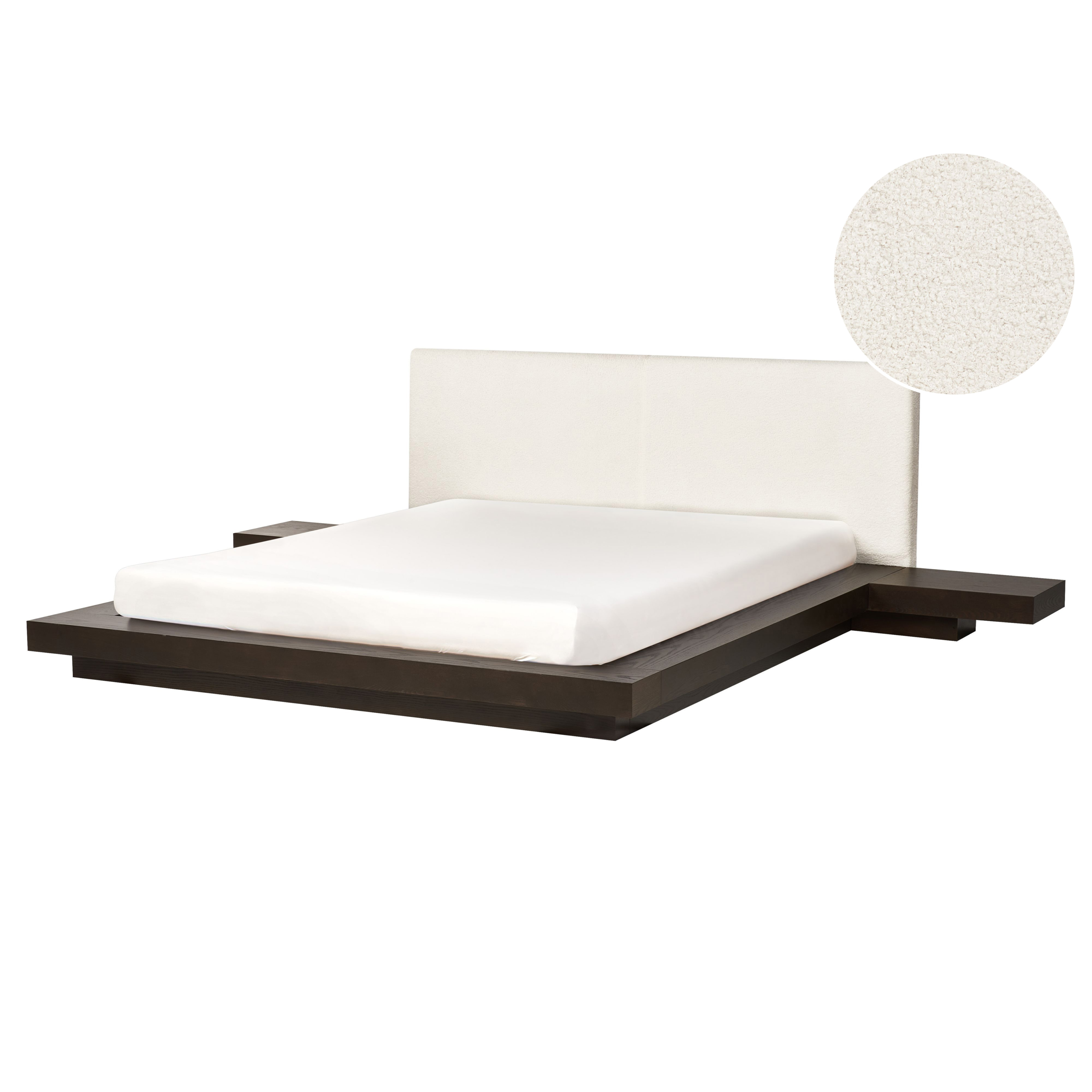 Säng med lamellram Bouclé ZEN 160 x 200 cm Mörk askfanér