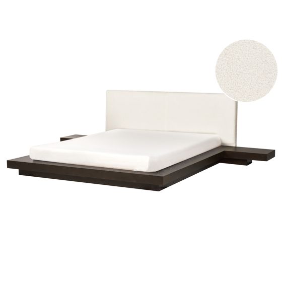 Säng med lamellram Bouclé ZEN 160 x 200 cm Mörk askfanér