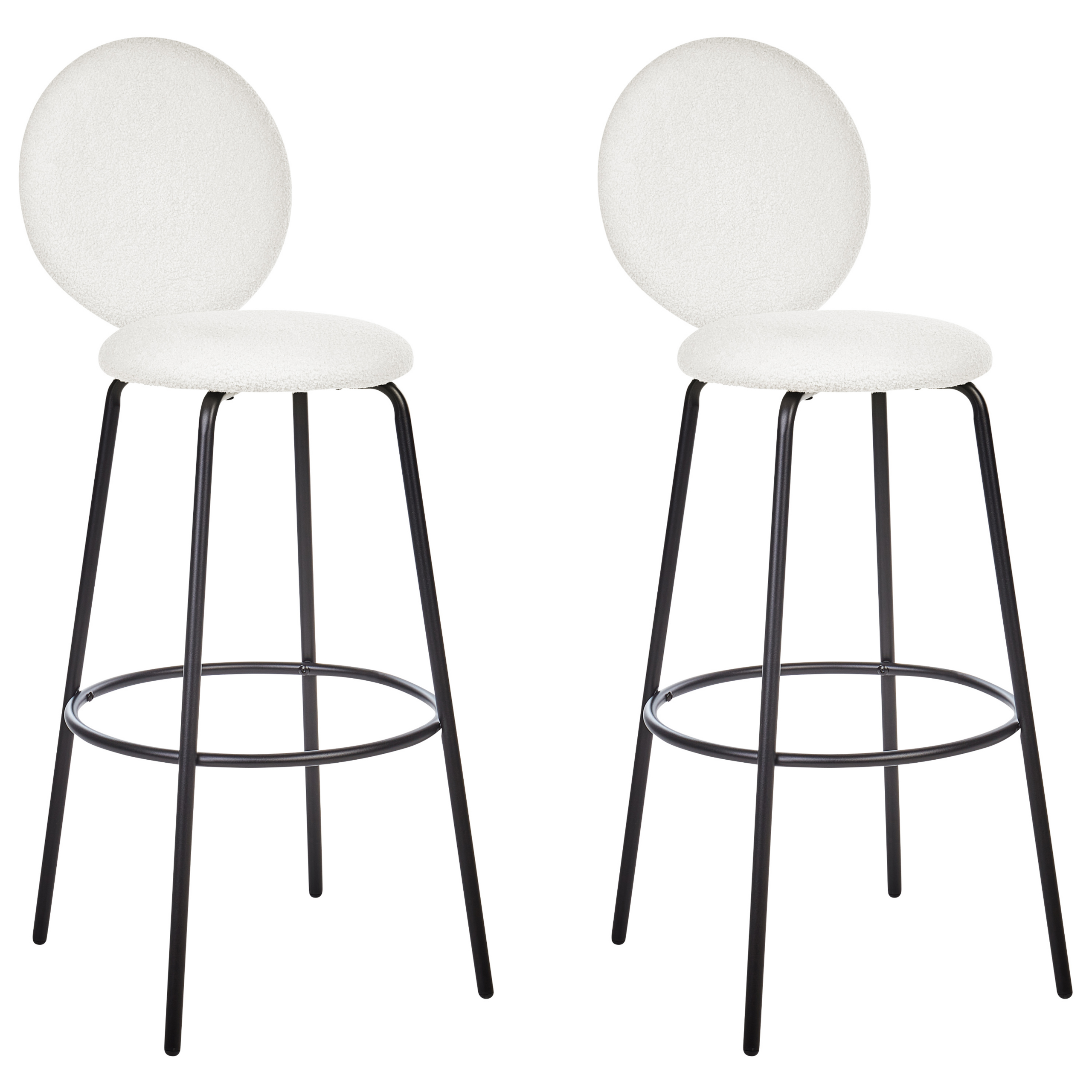 Set med 2 barstolar EMERY Bouclé Vit