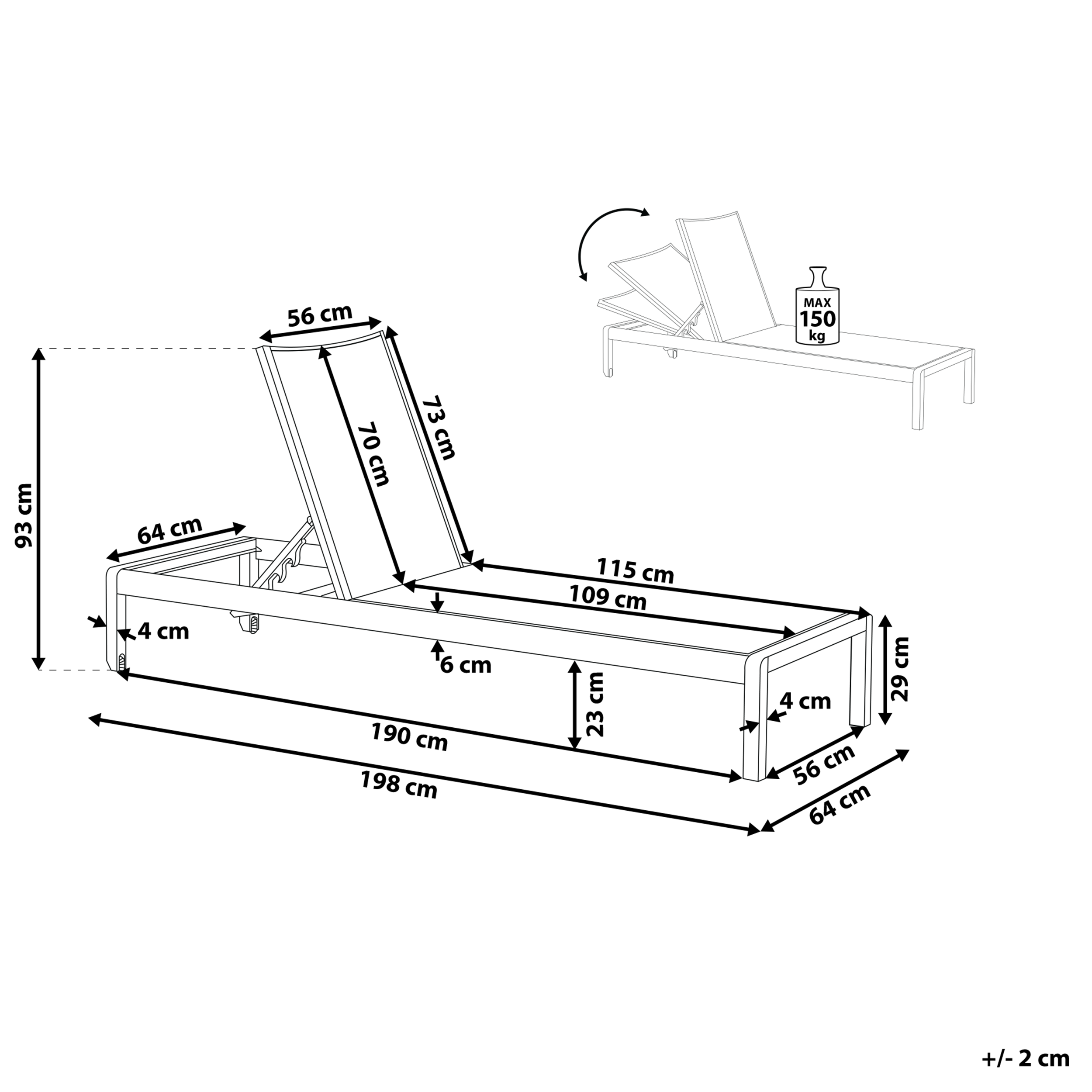 Solstol FOSSATO Metall Svart