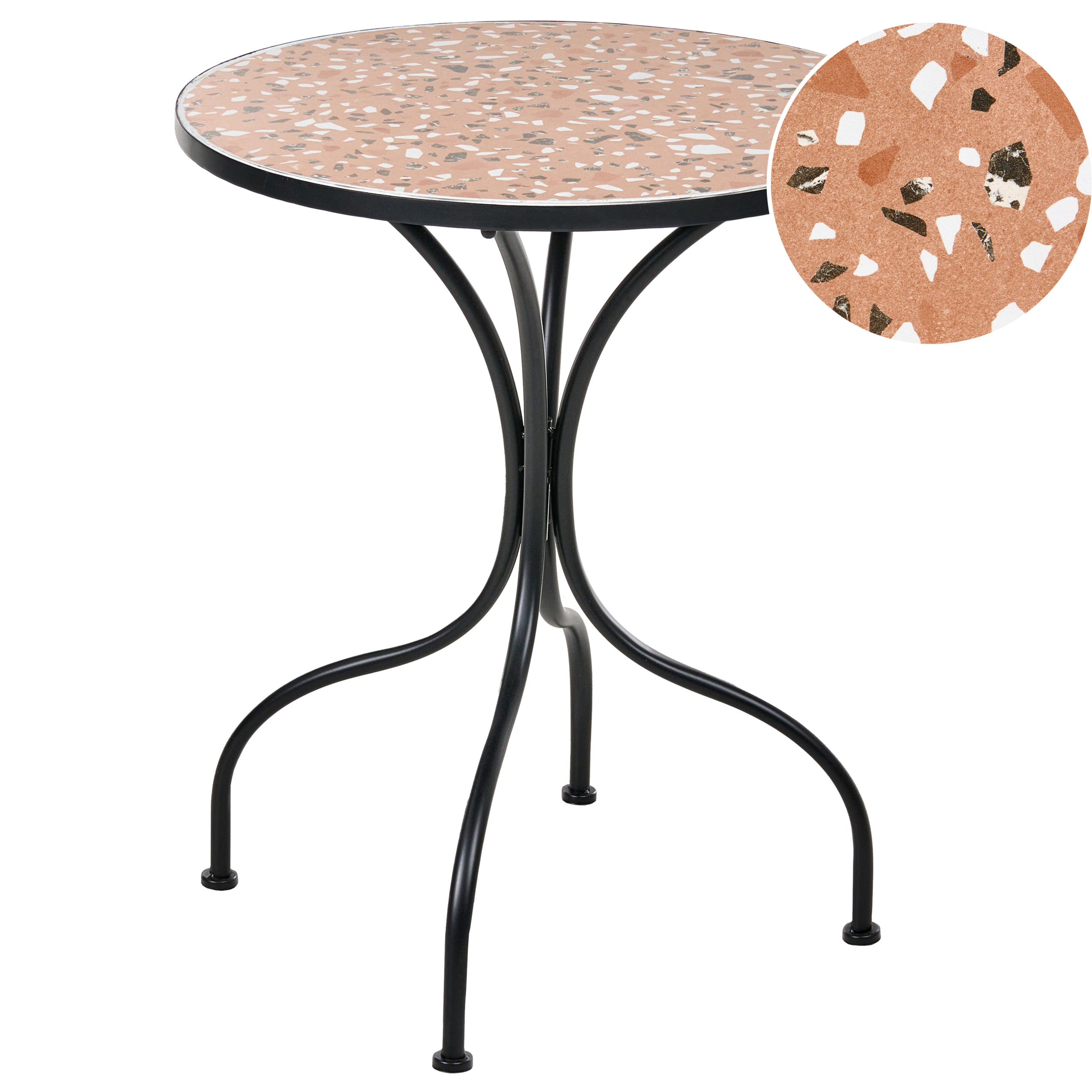 Bistrobord ADRANO 60 cm 60 cm Metall Terrazzoeffekt Svart