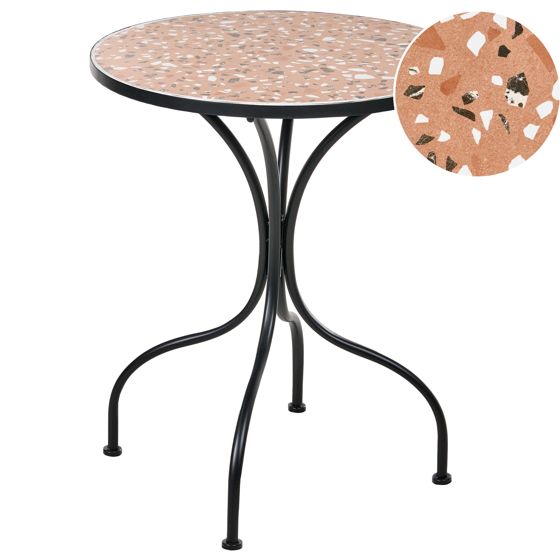 Bistrobord ADRANO 60 cm 60 cm Metall Terrazzoeffekt Svart