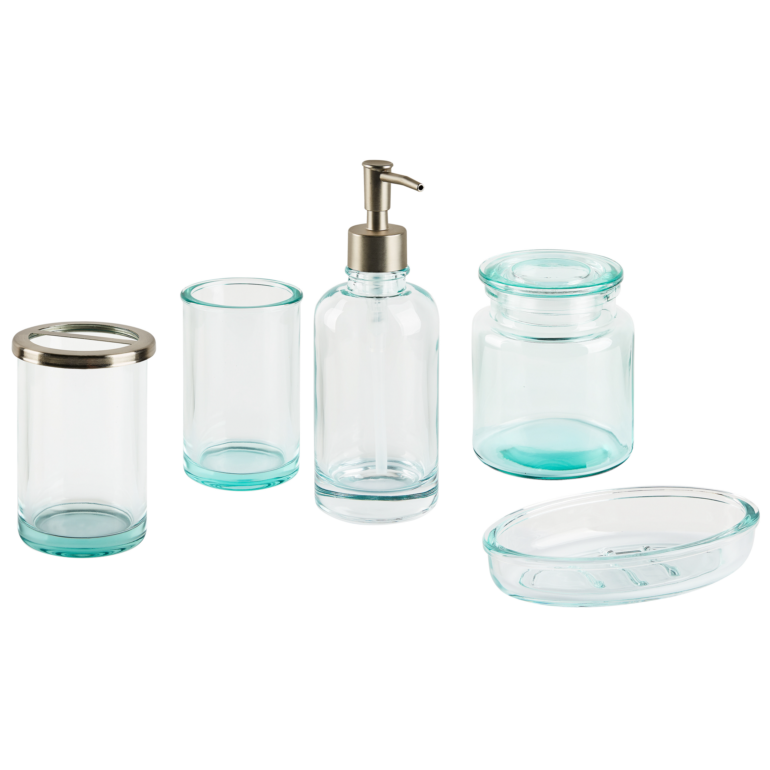 Set med badrumstillbehör i 5 delar AMARGA Glas Grön