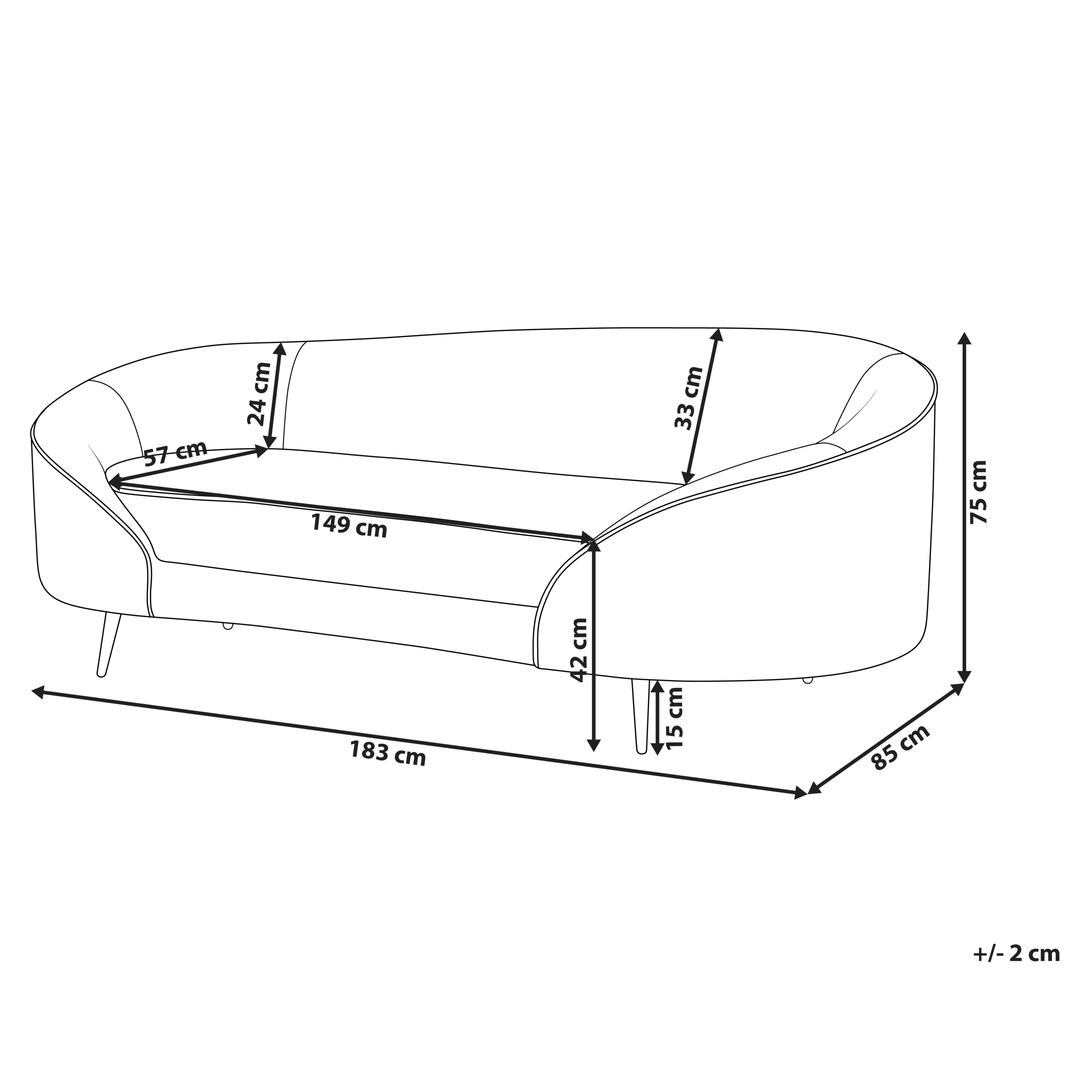 Soffa 2-sits SAVAR Sammet Ljusbeige