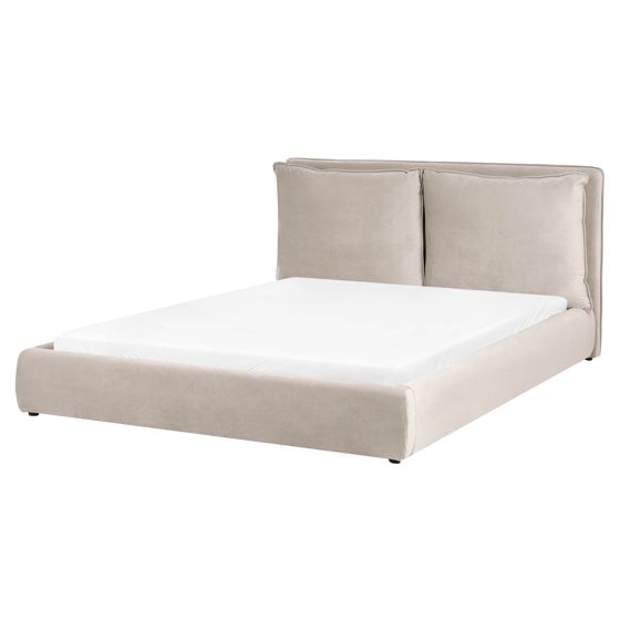 Säng med lamellram Sammet BAJONNA 160 x 200 cm Taupe
