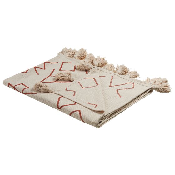 Pläd BHIWANI Bomull 130 x 180 cm Beige
