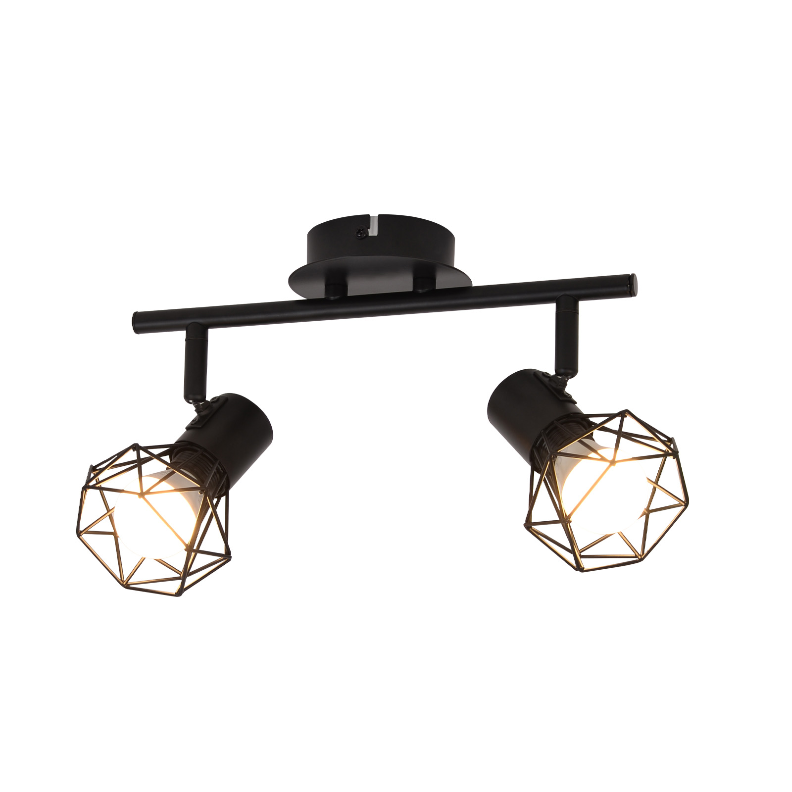 NETTLIFE 2 vintage svart E14 taklampa med låga, 350° justerbar, industriell retro för hall, vardagsrum, sovrum, kök, matsal