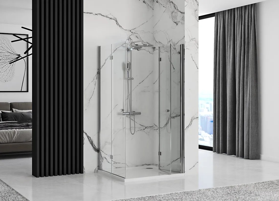 REA Vikbar Duschkabin FOLD N2 80x100 Krom, 80x100x190cm