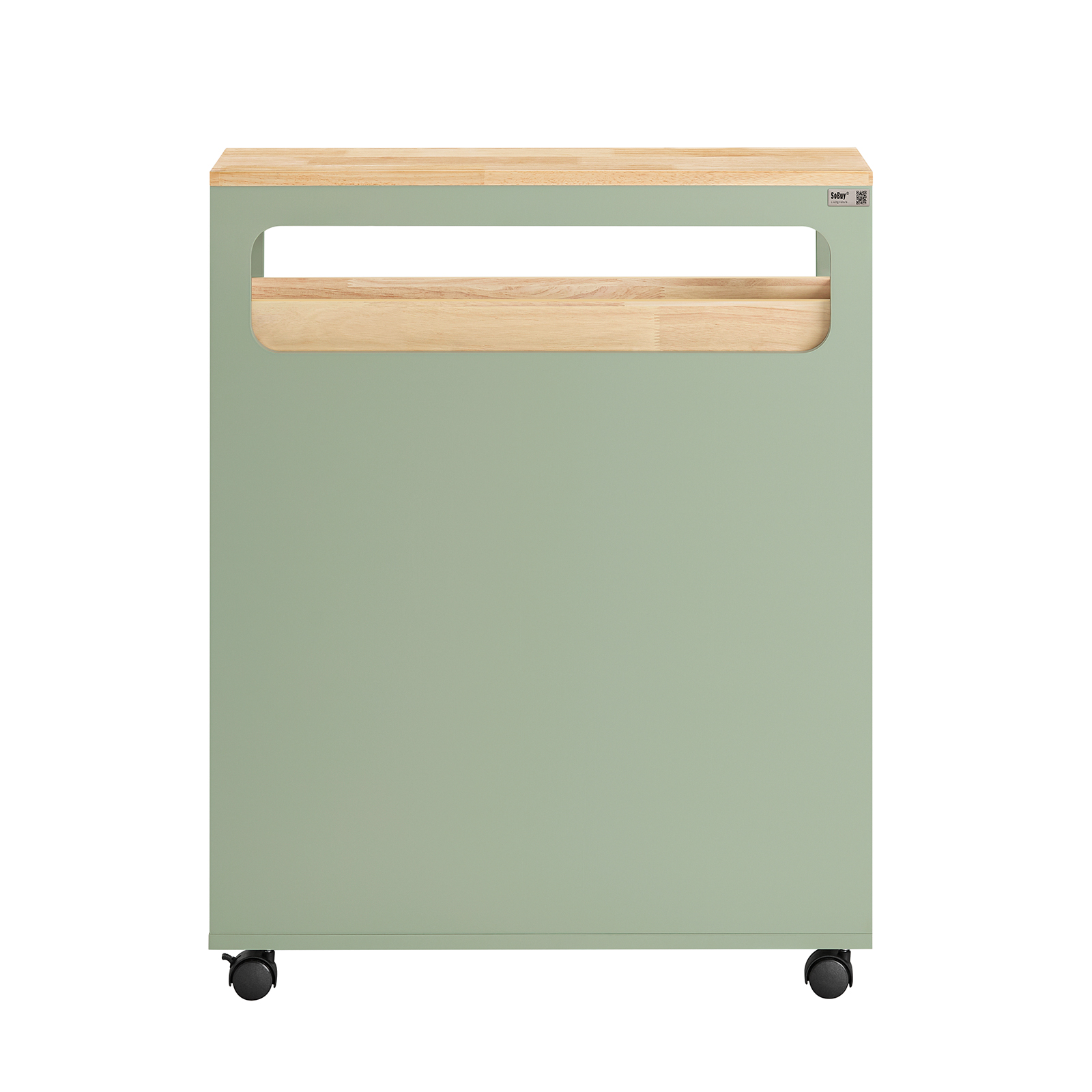 SoBuy Smalt Badrumsskåp med Hjul, 3 Lådor – Fristående Förvaringsenhet i Trä, Grön, 65x23x82cm, BZR54-GR