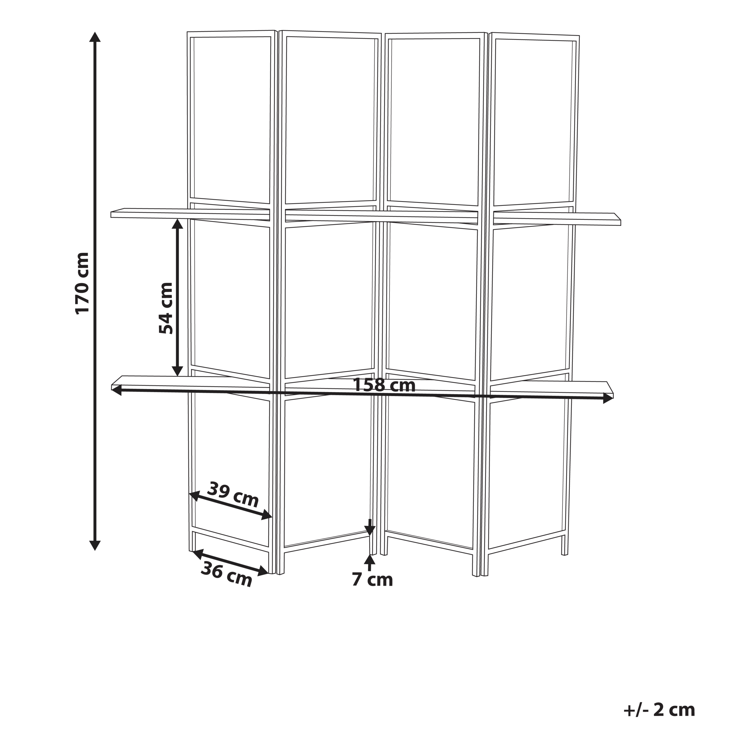 Rumsavdelare med 4 paneler TRAFOI 158 cm 170 cm Brun