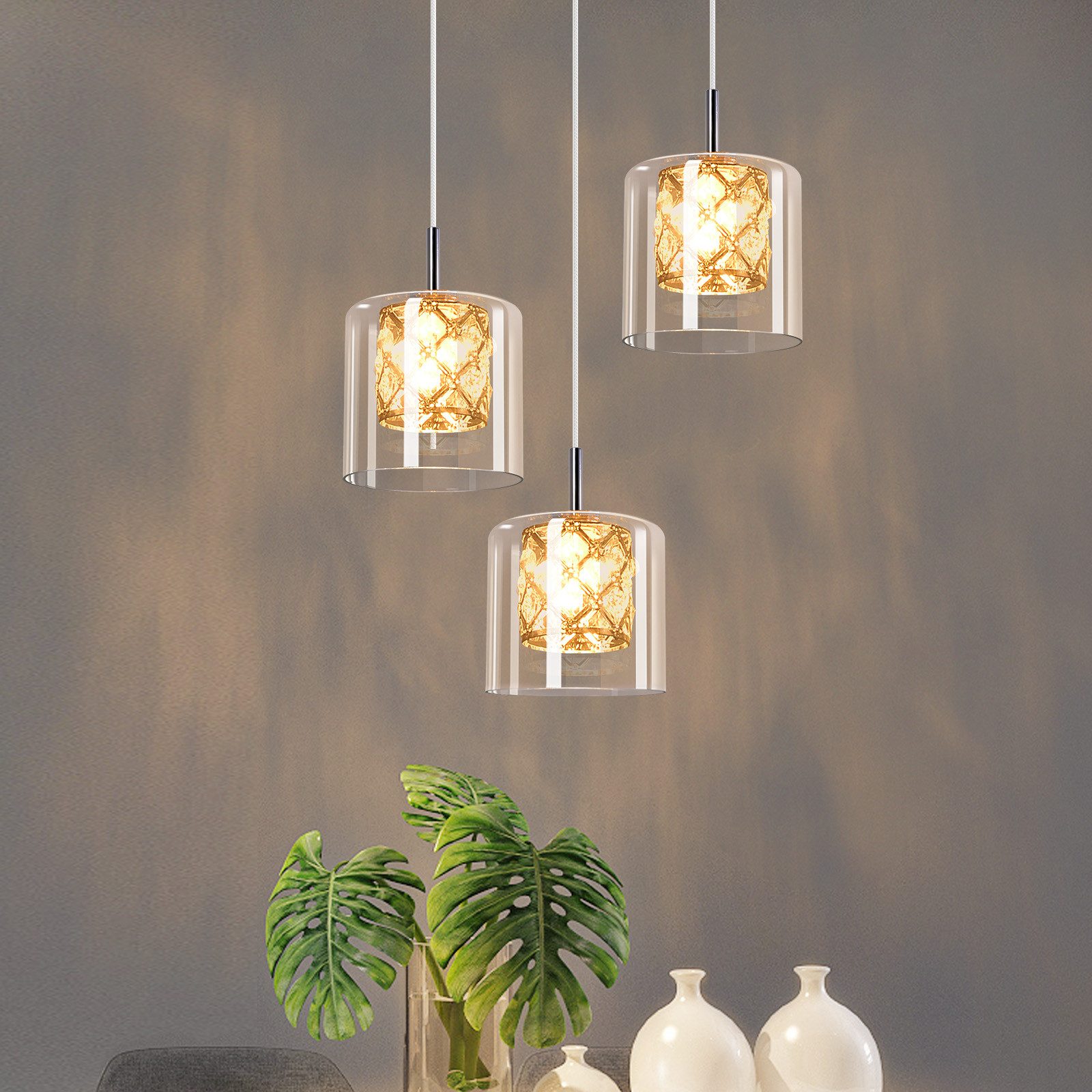 NETTLIFE modern, kristall, G9, glas, pendellampa, för matsal, justerbar, höjd