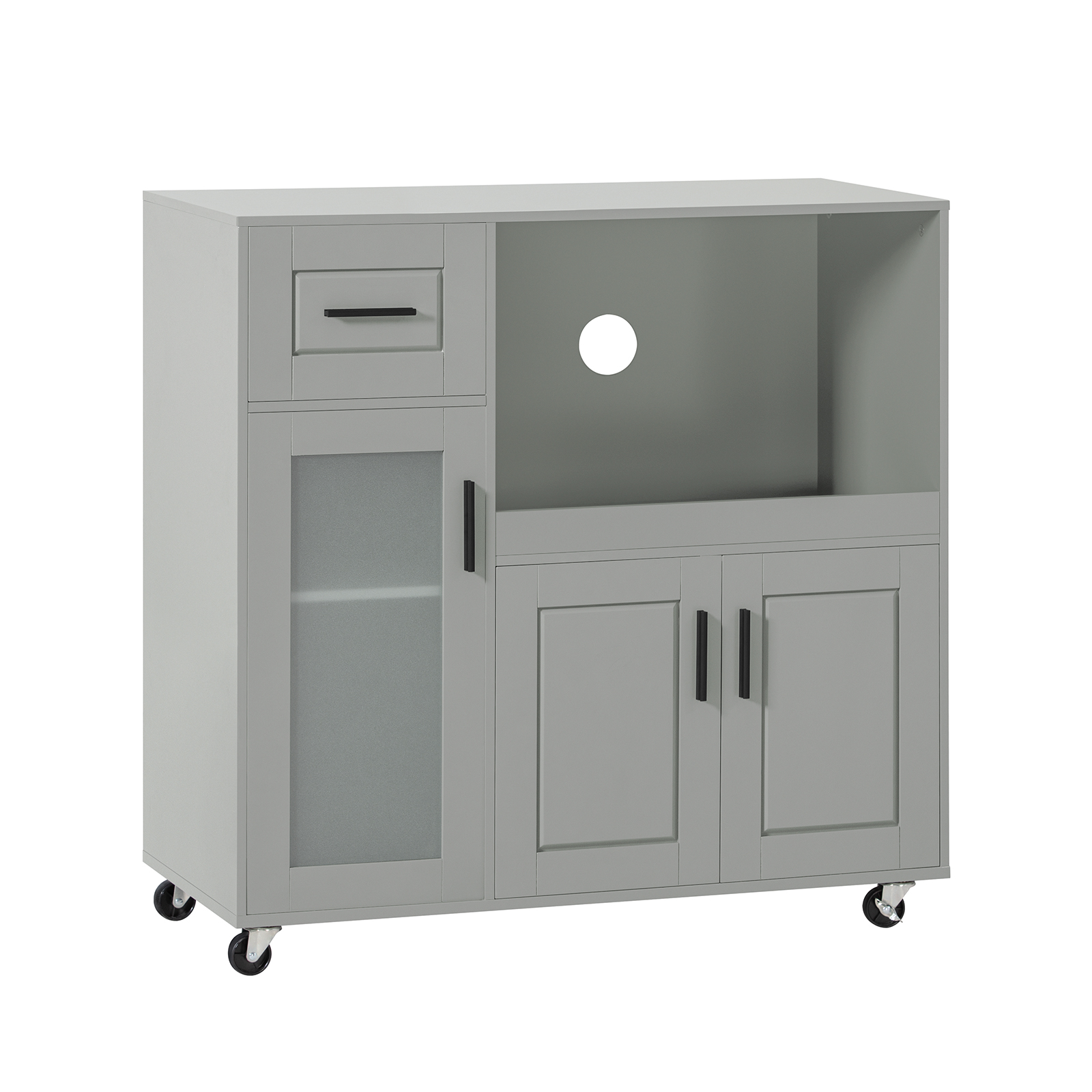 SoBuy Kökshylla Mikrovågsskåp Köksskåp med hjul Sideboard FSB78-HG
