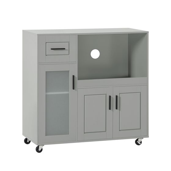 SoBuy Kökshylla Mikrovågsskåp Köksskåp med hjul Sideboard FSB78-HG