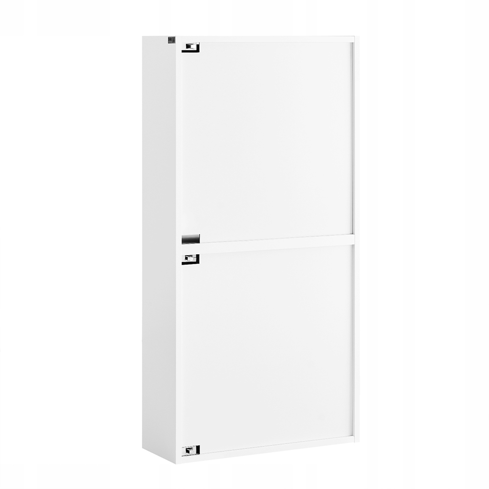 SoBuy Smalt skoskåp, Smal skohylla, Sluten skohylla, 19 cm djup för smala hallar, 2-vägs montering och tippskydd, Nordisk design med förvaringsutrymme, Vit, B50xH100xD19cm, FSR204-W