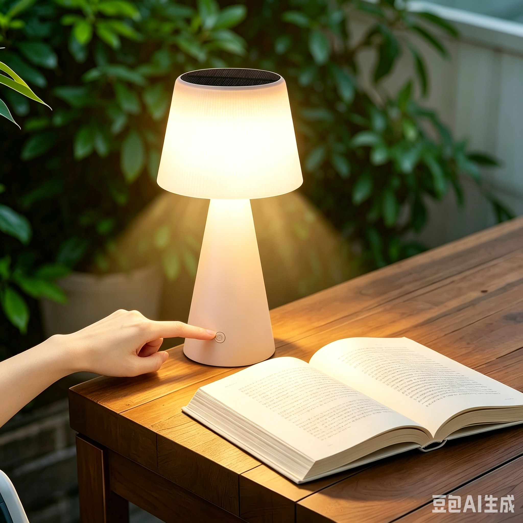 NETTLIFE Trådlös soldriven bordslampa, 3600mAh, LED-bordslampa, laddningsbar pekskärm, vit, lampa med USB-batteri