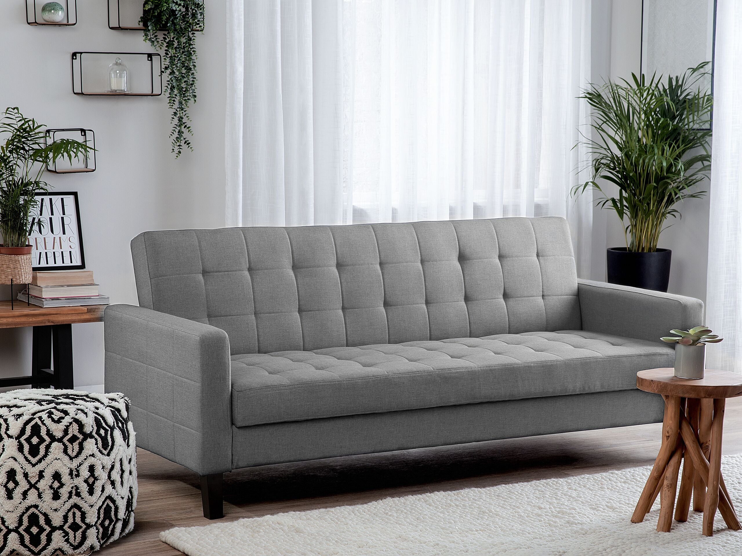 Bäddsoffa 3-sits VEHKOO Ljusgrå