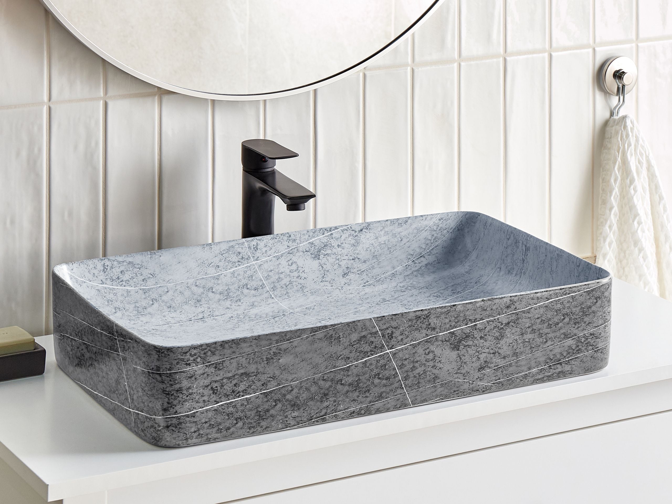 Tvättställ för bänkskiva ARTAJ 61 x 35 cm Keramik Grå betongeffekt