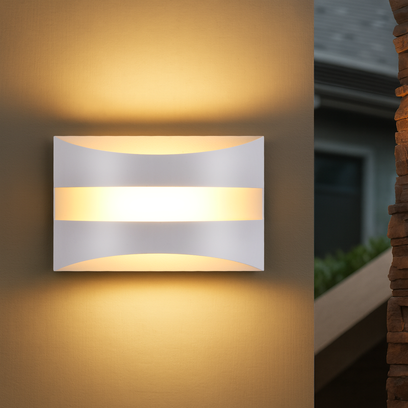 NETTLIFE Vit inomhusvägglampa med LED-belysning - Modern design, varmvit 3000 K, 5 W med upp-/nedbelysning