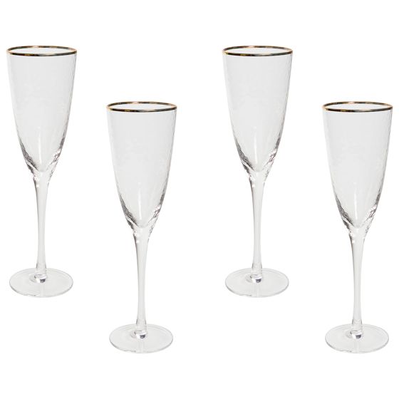Set med 4 champagneglas TOPAZ 250 ml Transparent