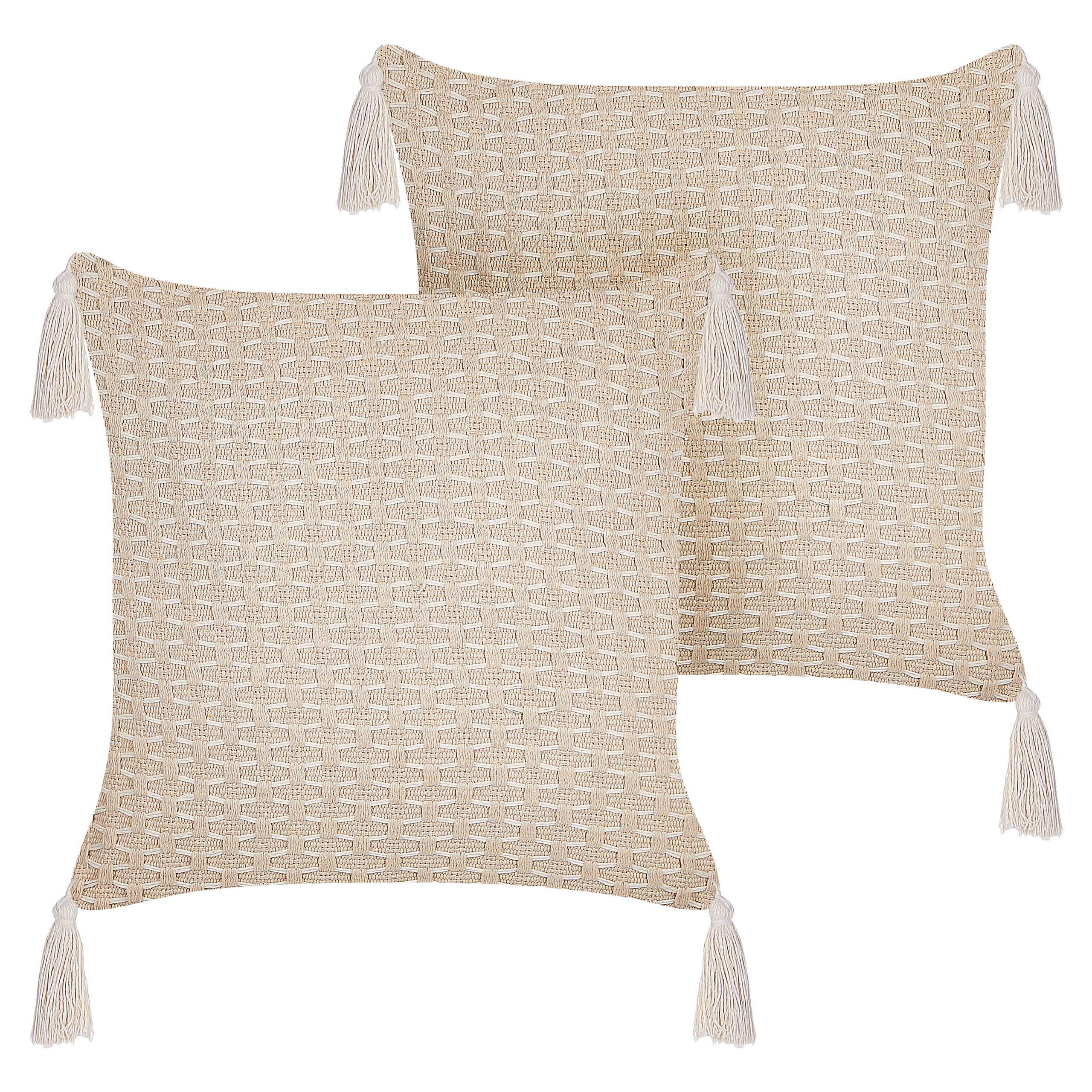Set med 2 prydnadskuddar HAKONE 42 x 42 cm Ljusbeige Geometriskt tryck