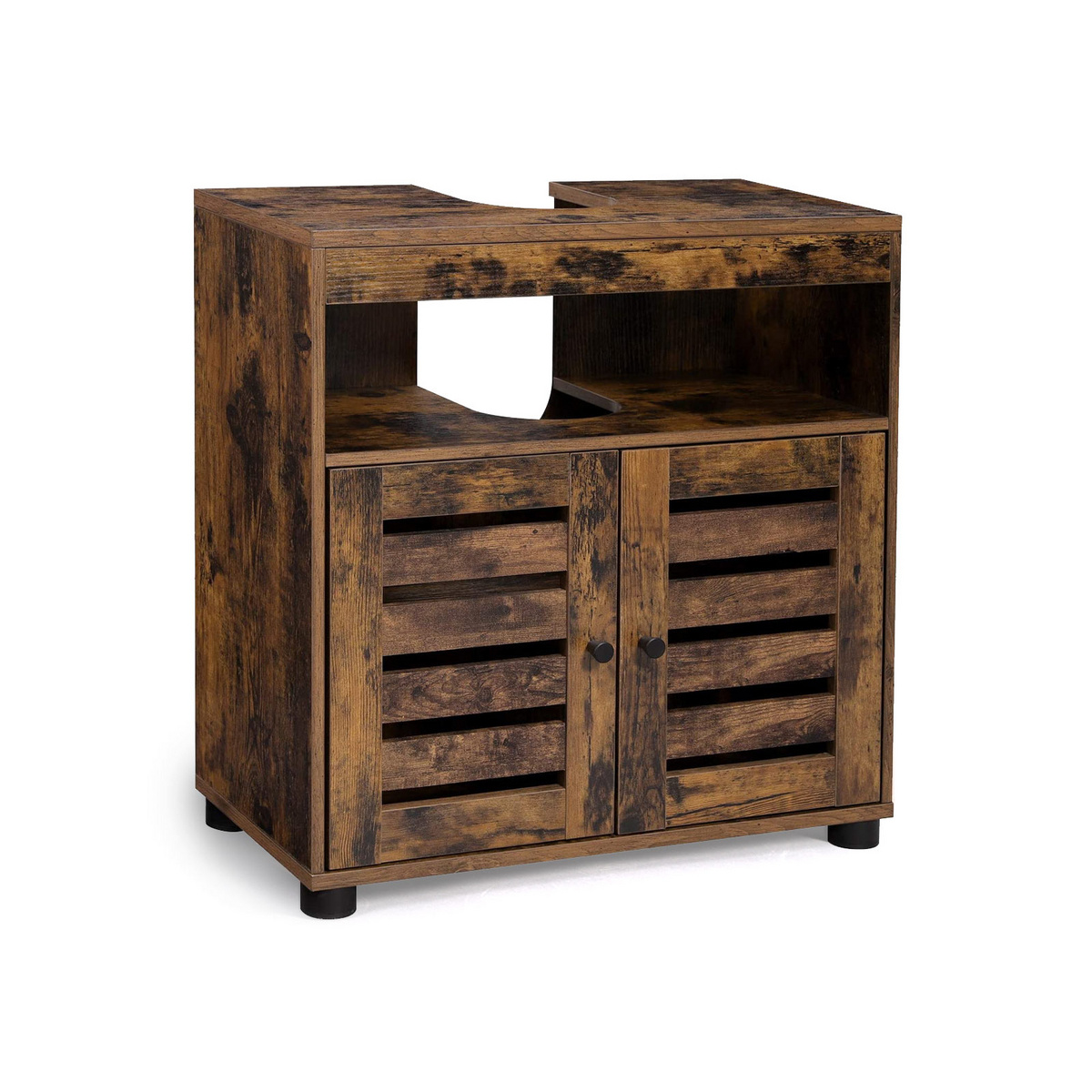 Vasagle kommod för tvättställ, 60 × 30 × 63 cm, justerbar hylla, rustikbrun, BBK04BX