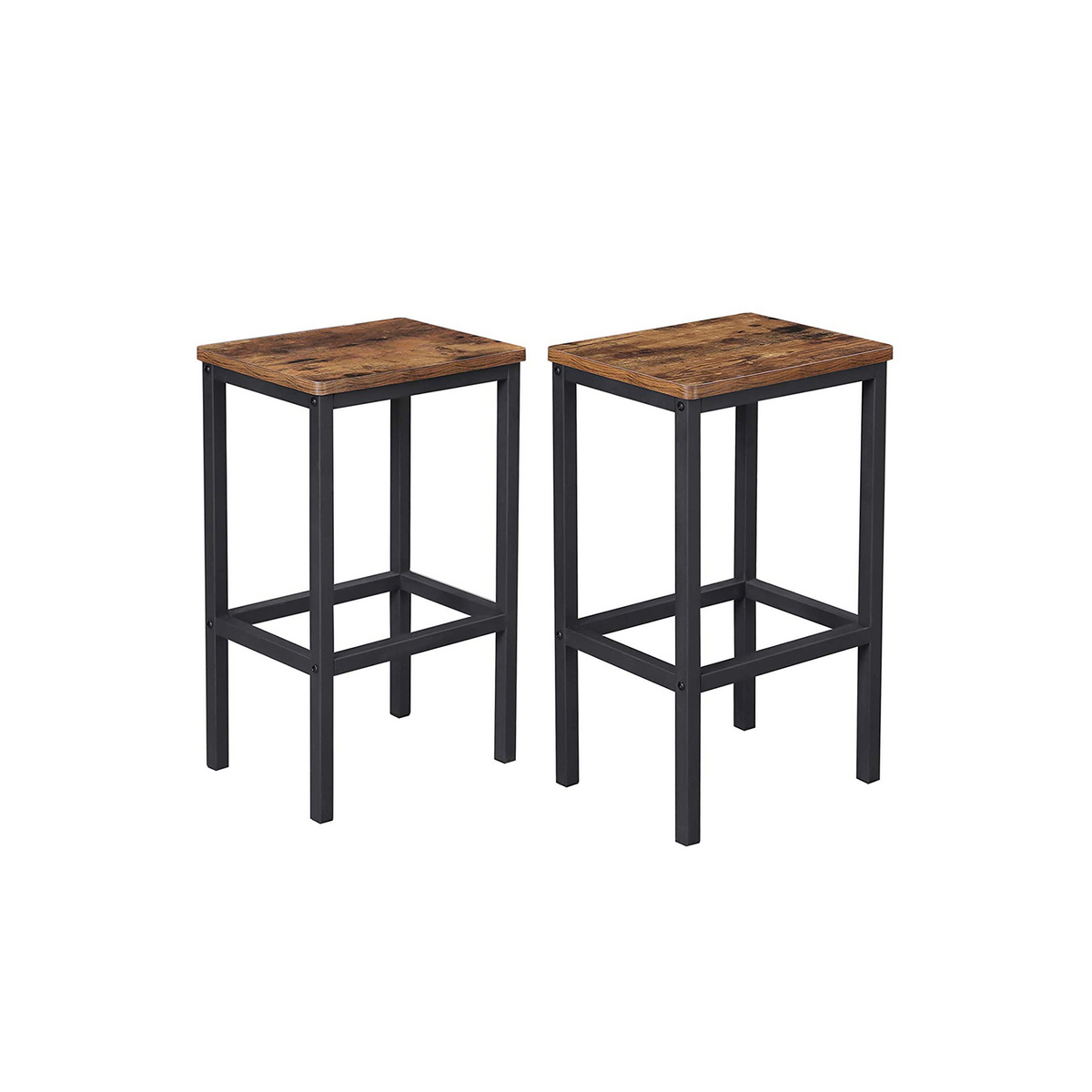 VASAGLE barpall, 2-pack, 40 × 30 × 65 cm, med fotstöd, rustikbrun