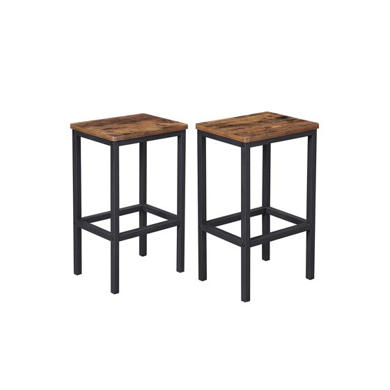 Vasagle barpall, 2-pack, 40 × 30 × 65 cm, med fotstöd, rustikbrun