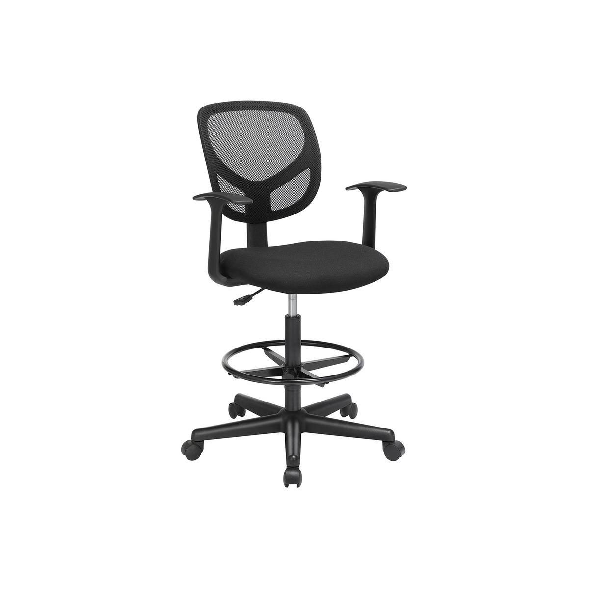 SONGMICS kontorsstol, 55–75 cm, justerbar, svart, OBN25BK