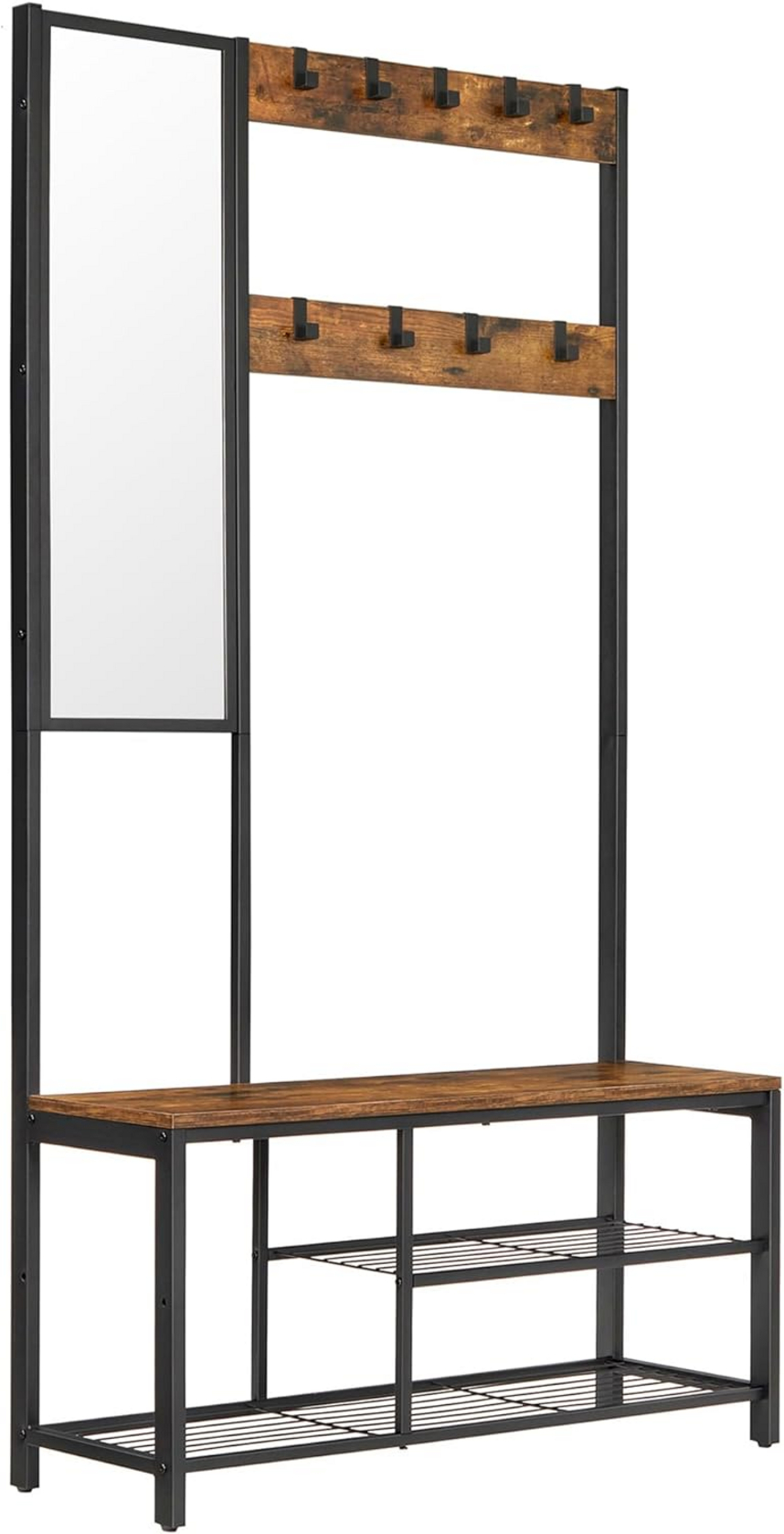 VASAGLE klädhängare, 36 × 98 × 185 cm, rustikbrun/svart, HSR050B01V1