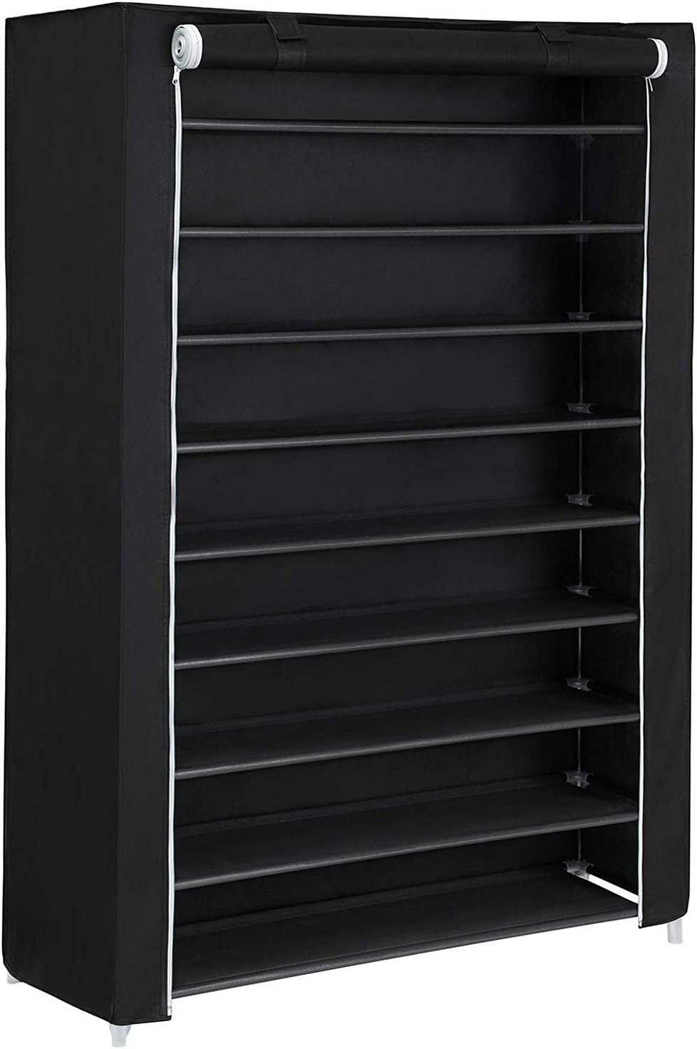 SONGMICS skoställ, 10 nivåer, 100 × 28 × 162 cm, svart, RXJ00H
