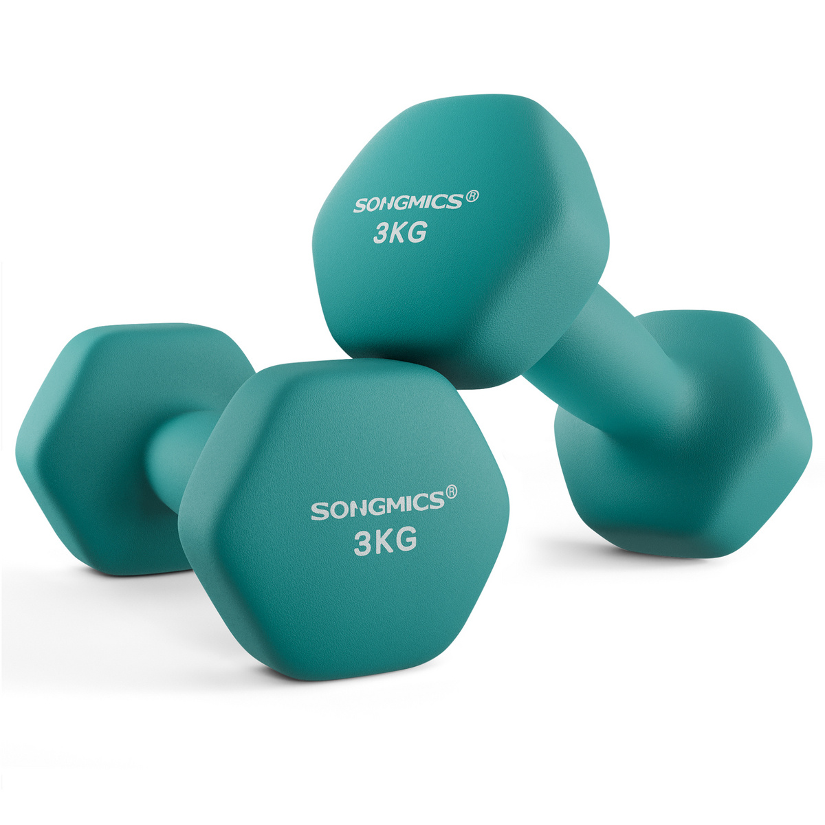 SONGMICS hantlar, 2-pack, 2 × 3 kg, blågrön