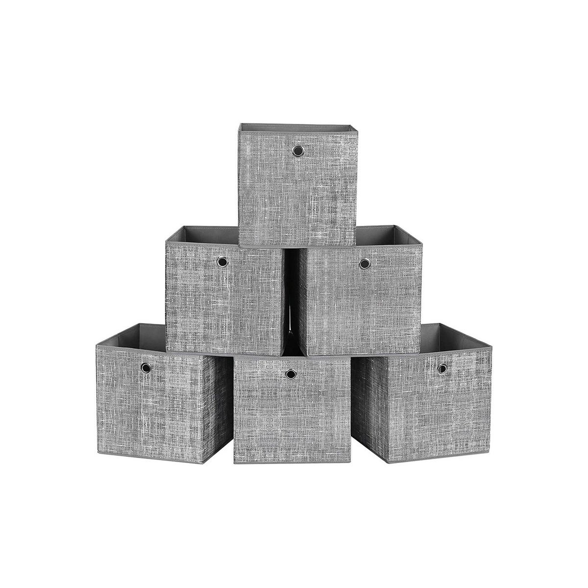 SONGMICS förvaringslådor, 6-pack, 30 × 30 × 30 cm, hopfällbar, grå, RFB02LG-3