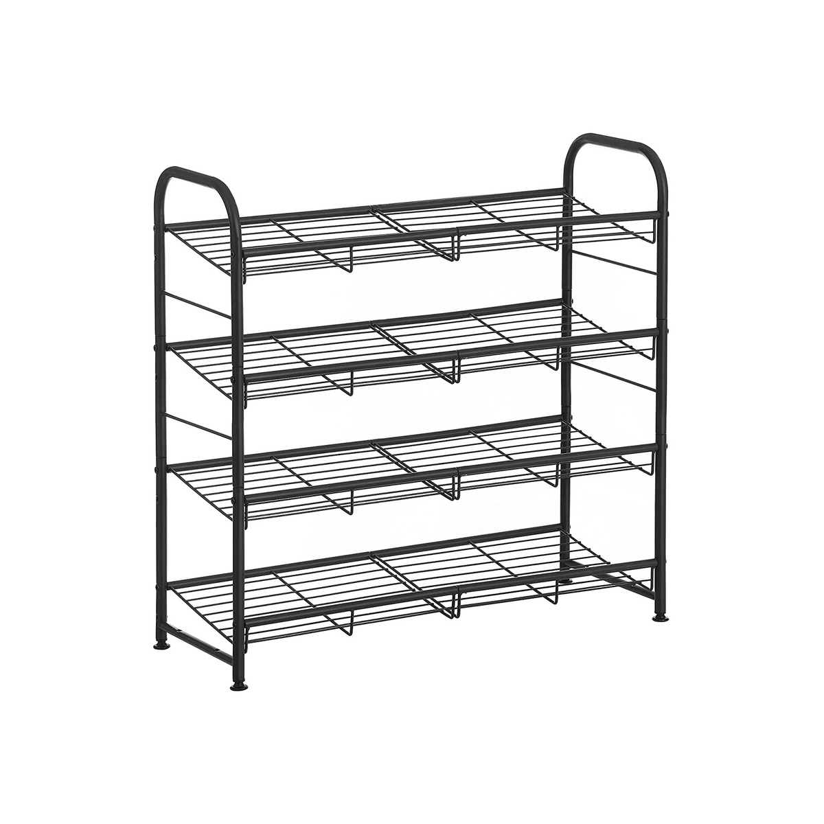 SONGMICS skoställ, 4 nivåer, 68.5 × 27.5 × 65 cm, stapelbar, svart, LMR067B01