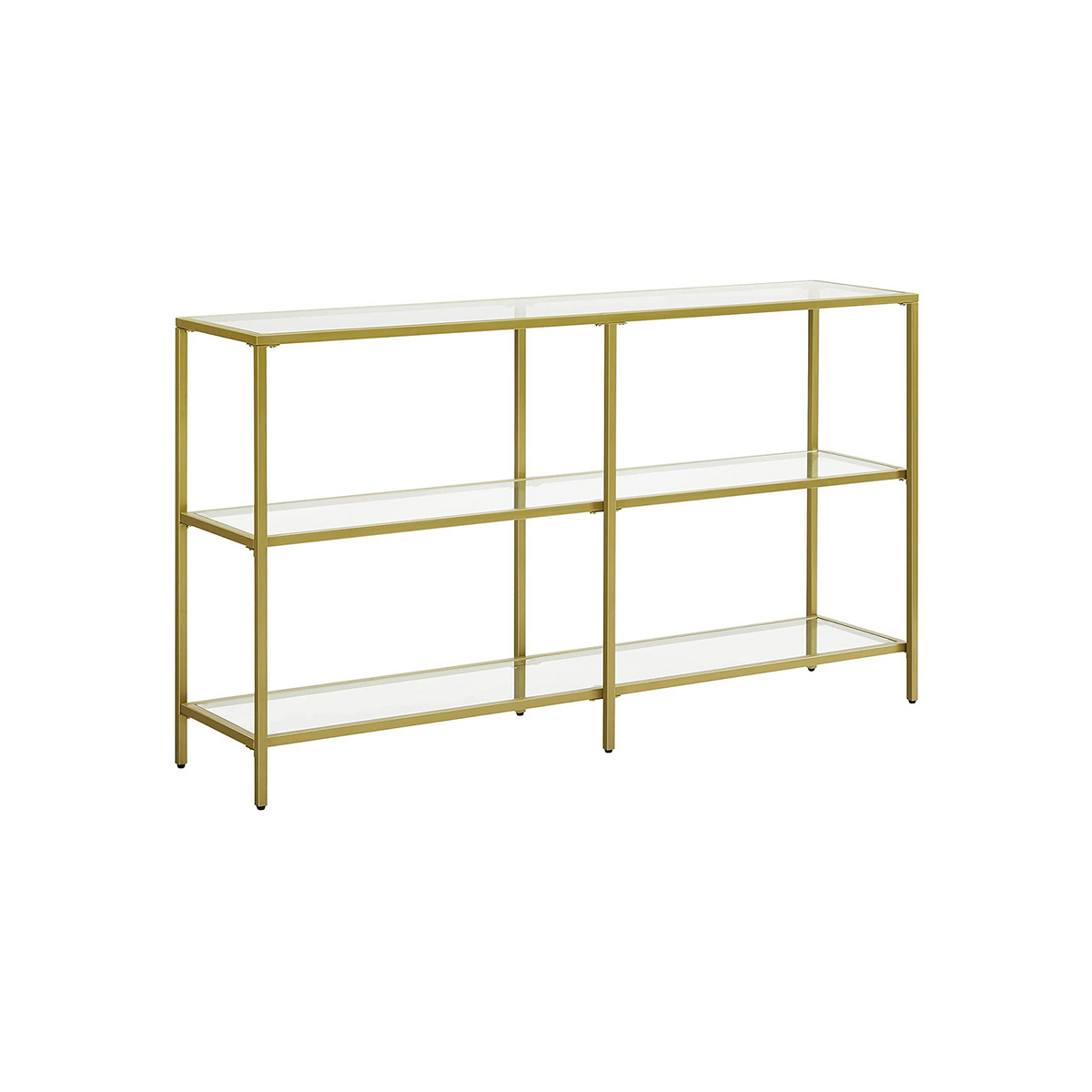 VASAGLE konsolbord, 3 hyllor, 130 × 30 × 73.3 cm, guld, LGT024A01