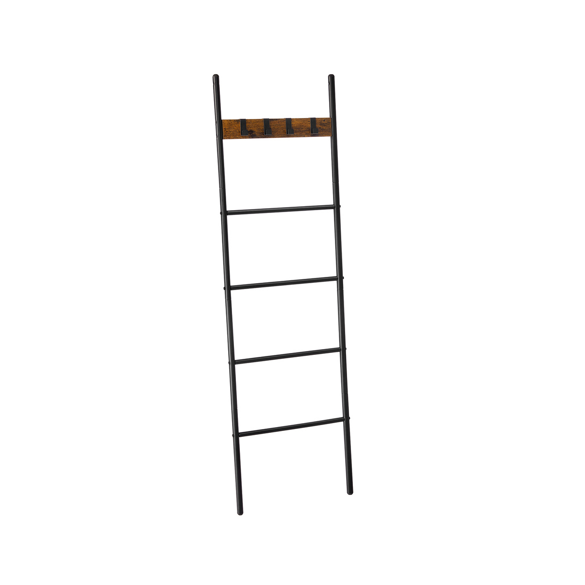 VASAGLE stegformad hylla, 4 krokar, 44 × 160 cm, vintagebrun/svart, LLS016B01