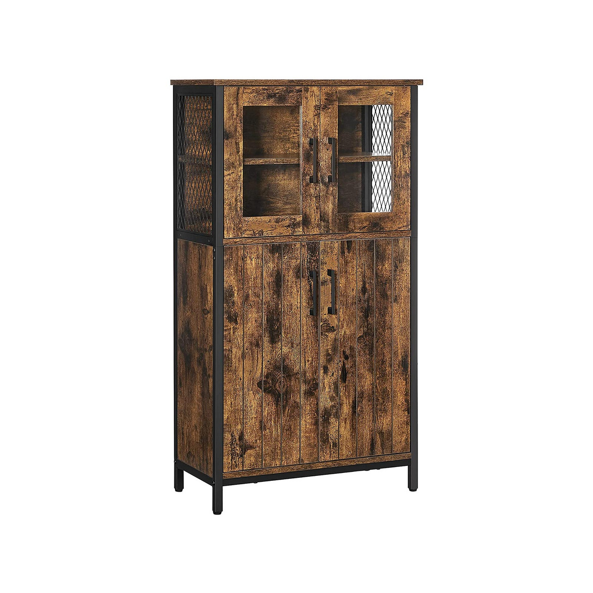 VASAGLE förvaringsskåp, justerbar hylla, rustikbrun/svart, LSC260B01