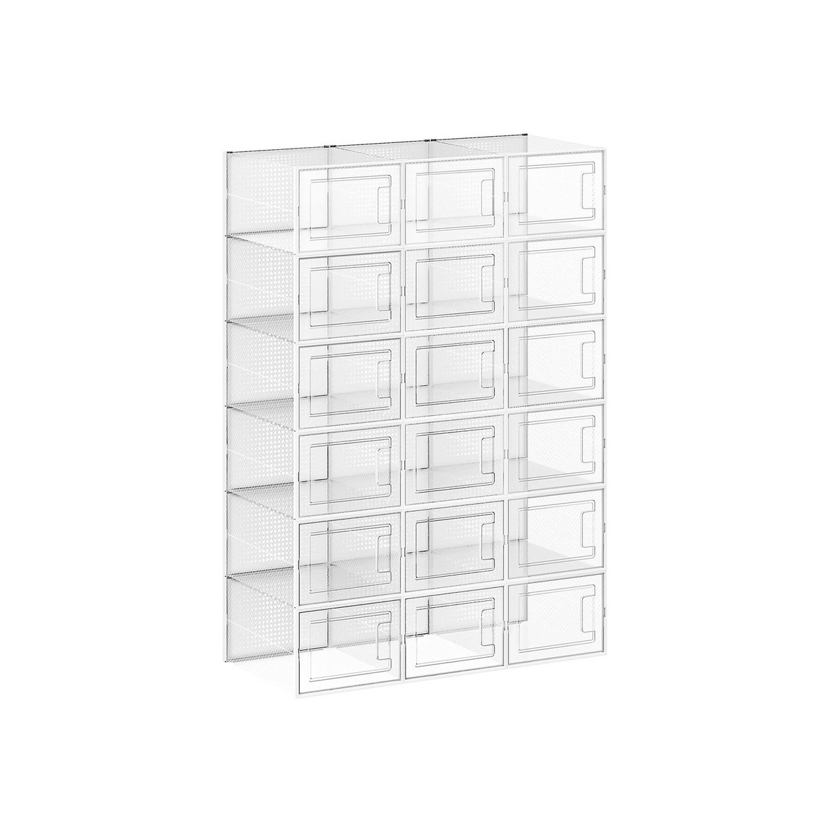 Songmics skolådor, 18-pack, hopfällbar, stapelbar, transparent/vit, LSP18MWT