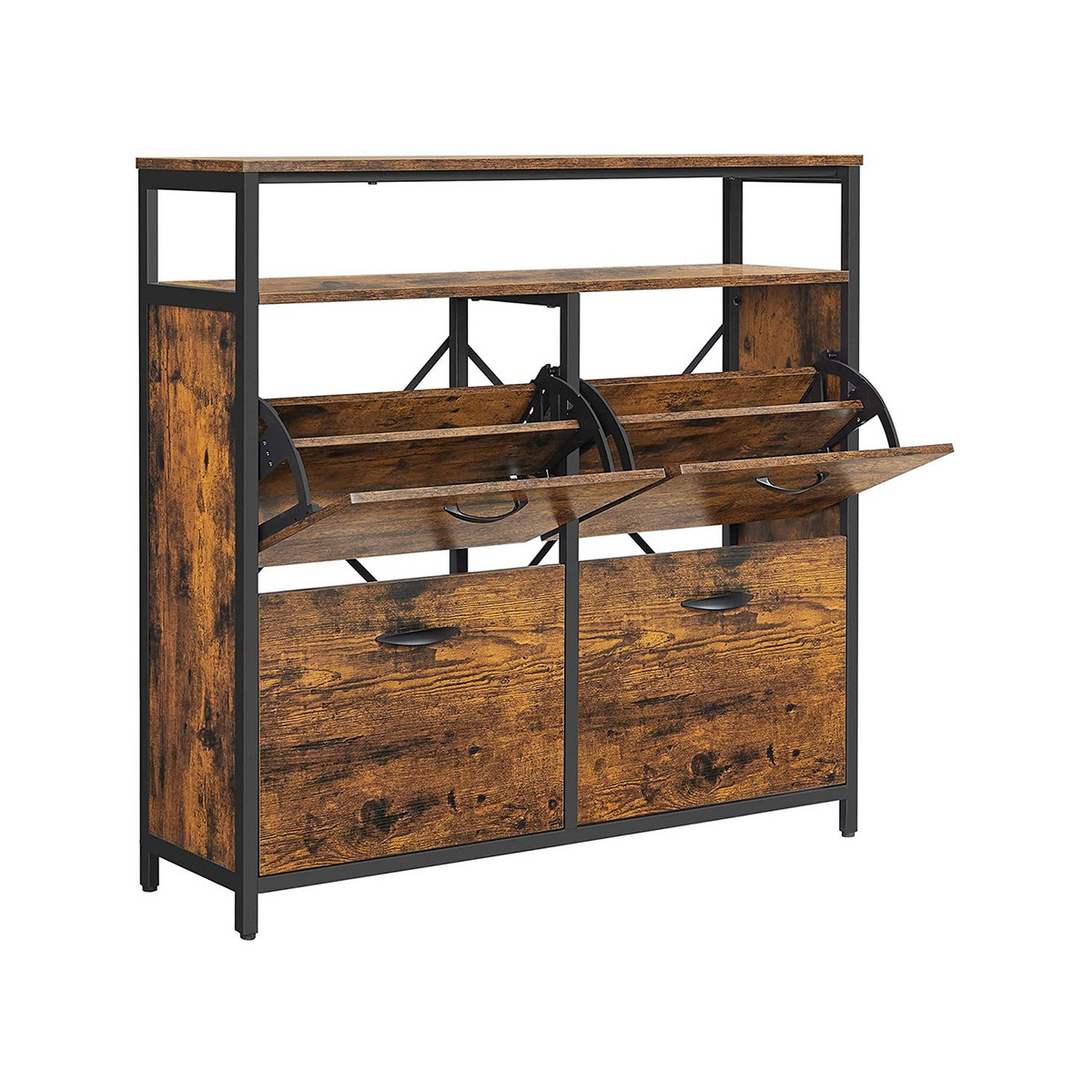 VASAGLE skoskåp, 98.3 × 30 × 95 cm, vintagebrun/svart, LBS803B01