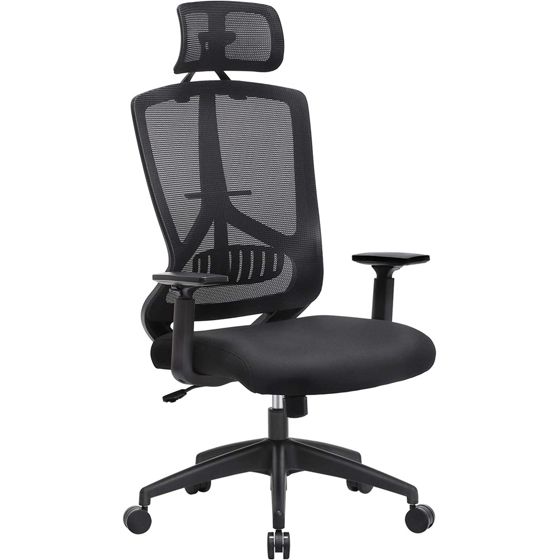 Songmics skrivbord, justerbar, snurrbar, svart, OBN53BK