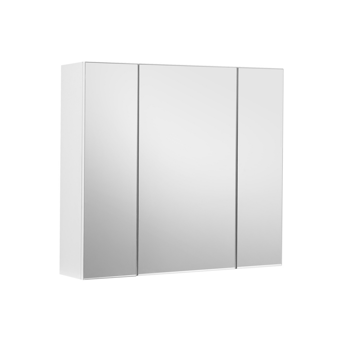 VASAGLE förvaringsskåp, 3 dörrar, 60 × 15 × 55 cm, justerbar hylla, med spegel, vit, BBK22WT