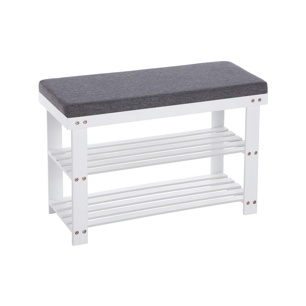 SONGMICS skobänk, 2 nivåer, 71 × 29 × 49 cm, vit/grå, LBS604W01