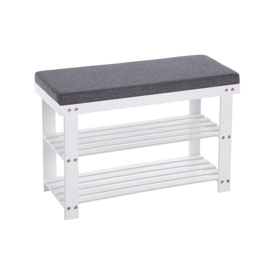 Songmics skobänk, 2 nivåer, 71 × 29 × 49 cm, vit/grå, LBS604W01