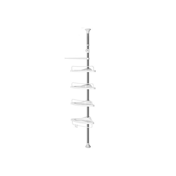 Songmics hörnhylla, 3 krokar, 95–300 cm, justerbar, vit/silver, BCB02SW