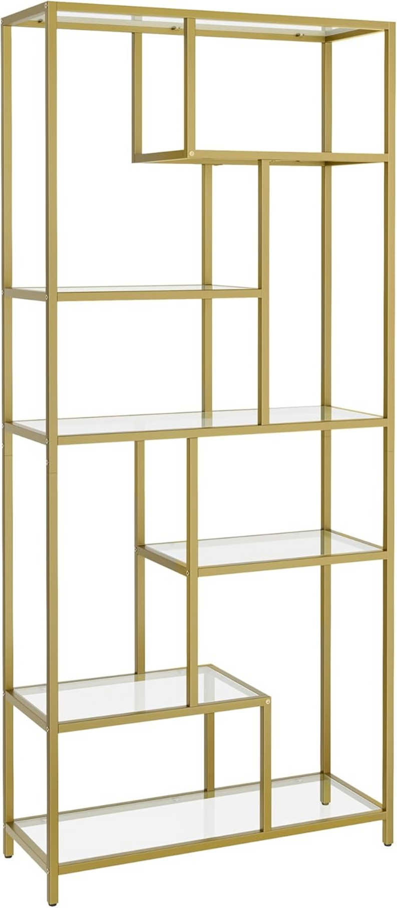 VASAGLE bokhylla, 6 nivåer, 30 × 80 × 180 cm, guld, LGT502A01